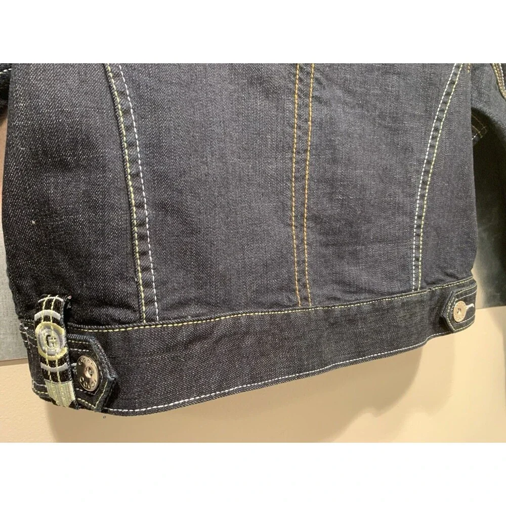 NEW Coogi Australia Heavily Embroidered Cropped Denim Jacket Junior Girl Sz L